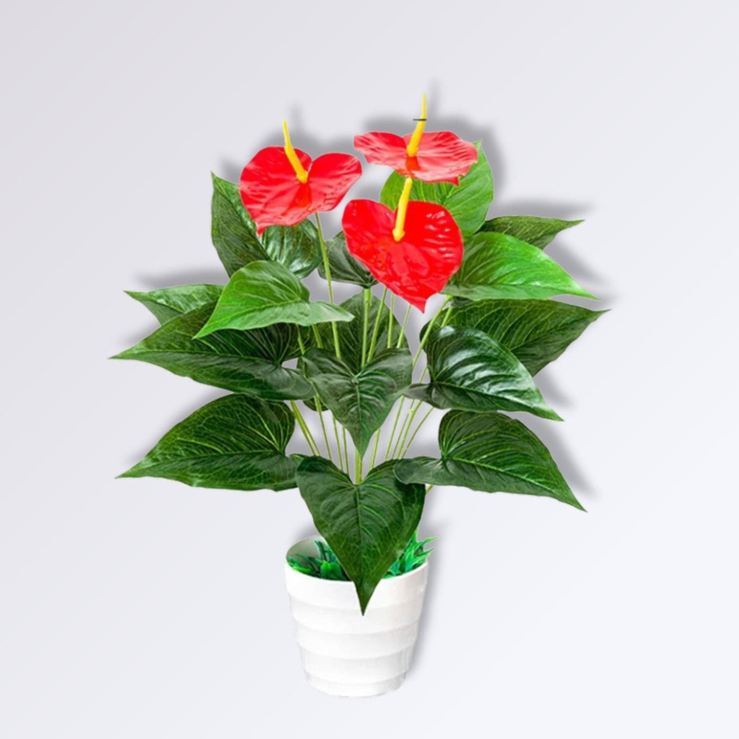 Anthurium Artificiel à Fleurs Rouges 3 têtes