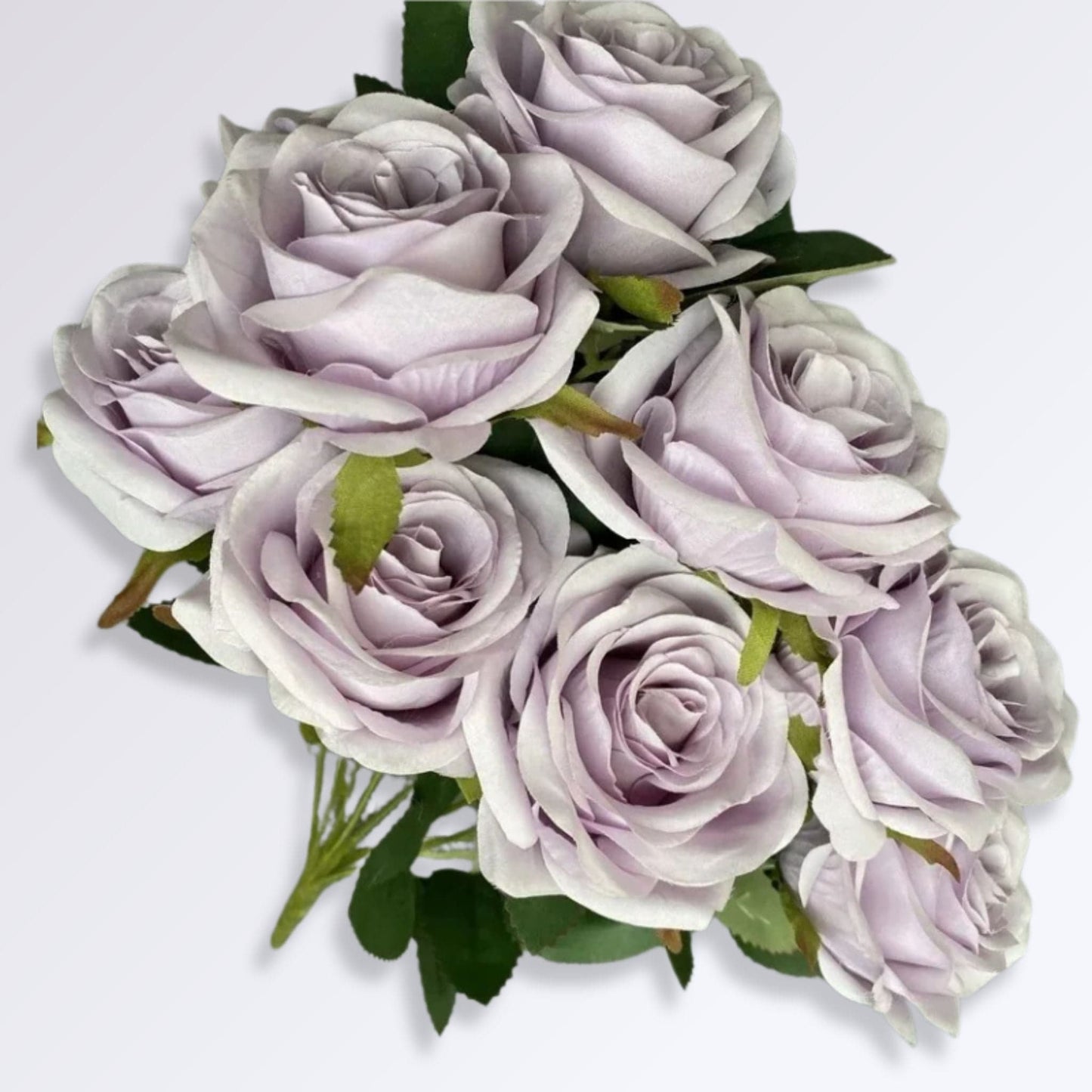 Bouquet de Roses Artificielles - 9 têtes Couleur Blanc-violet