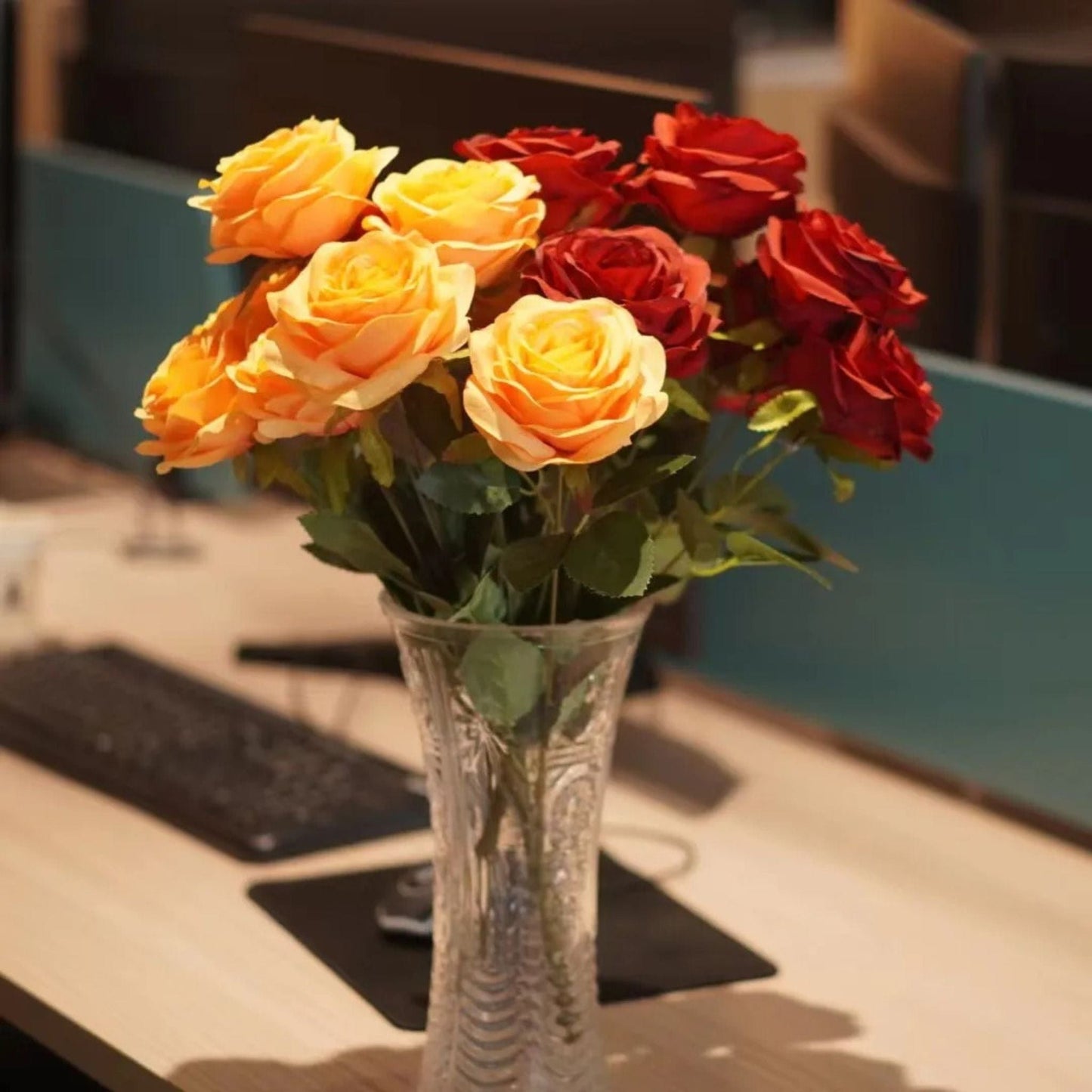 Bouquet de Roses Artificielles - 9 têtes