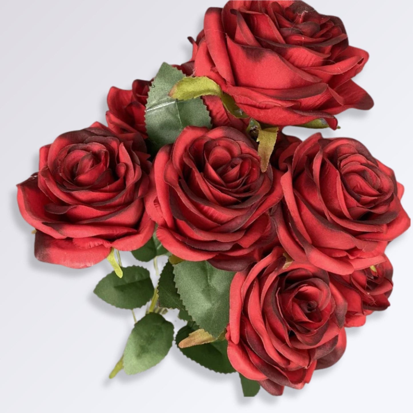 Bouquet de Roses Artificielles - 9 têtes Couleur Rouge