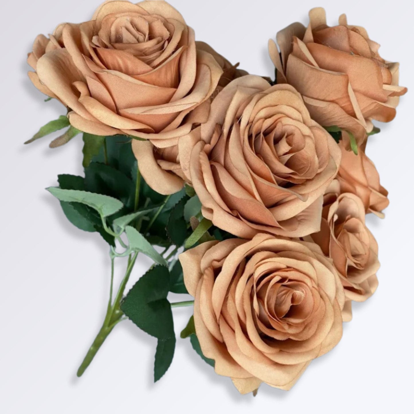 Bouquet de Roses Artificielles - 9 têtes Couleur Champagne