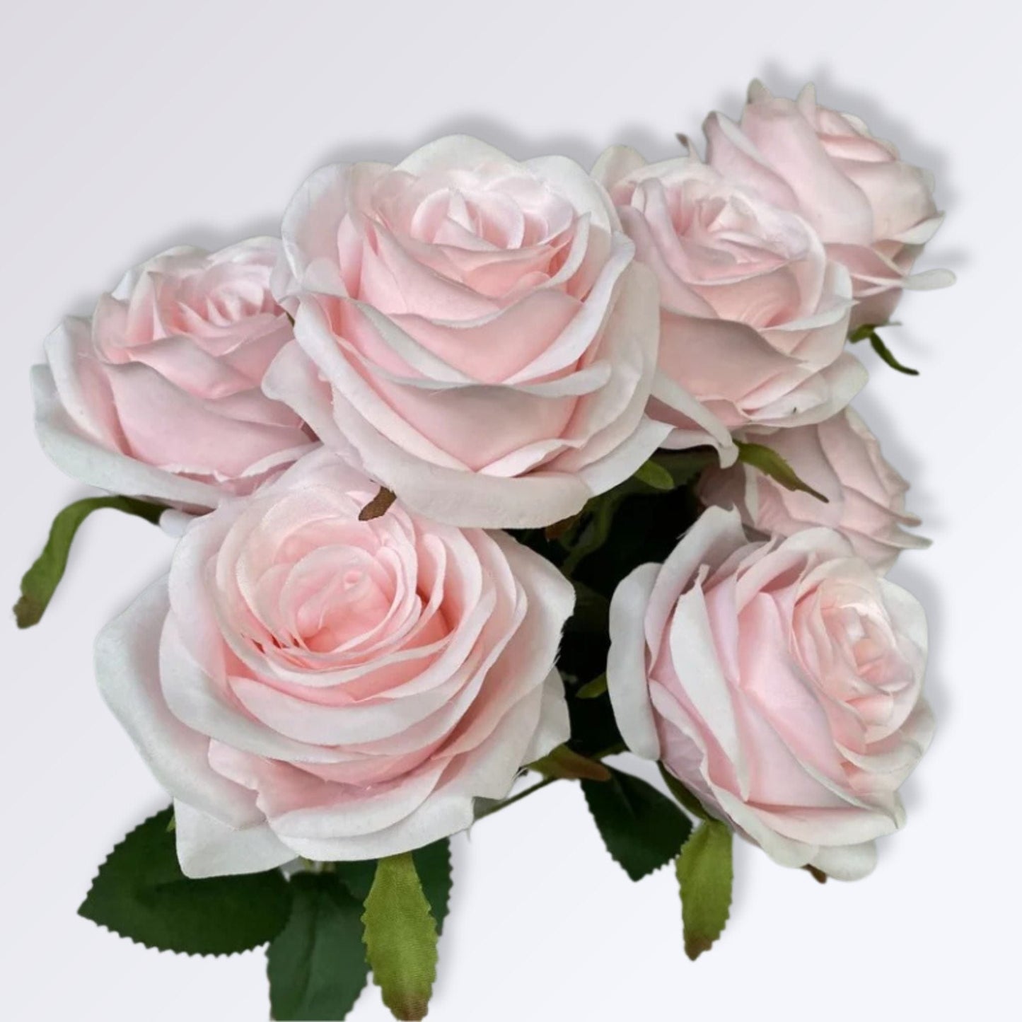 Bouquet de Roses Artificielles - 9 têtes Couleur Rose pâle