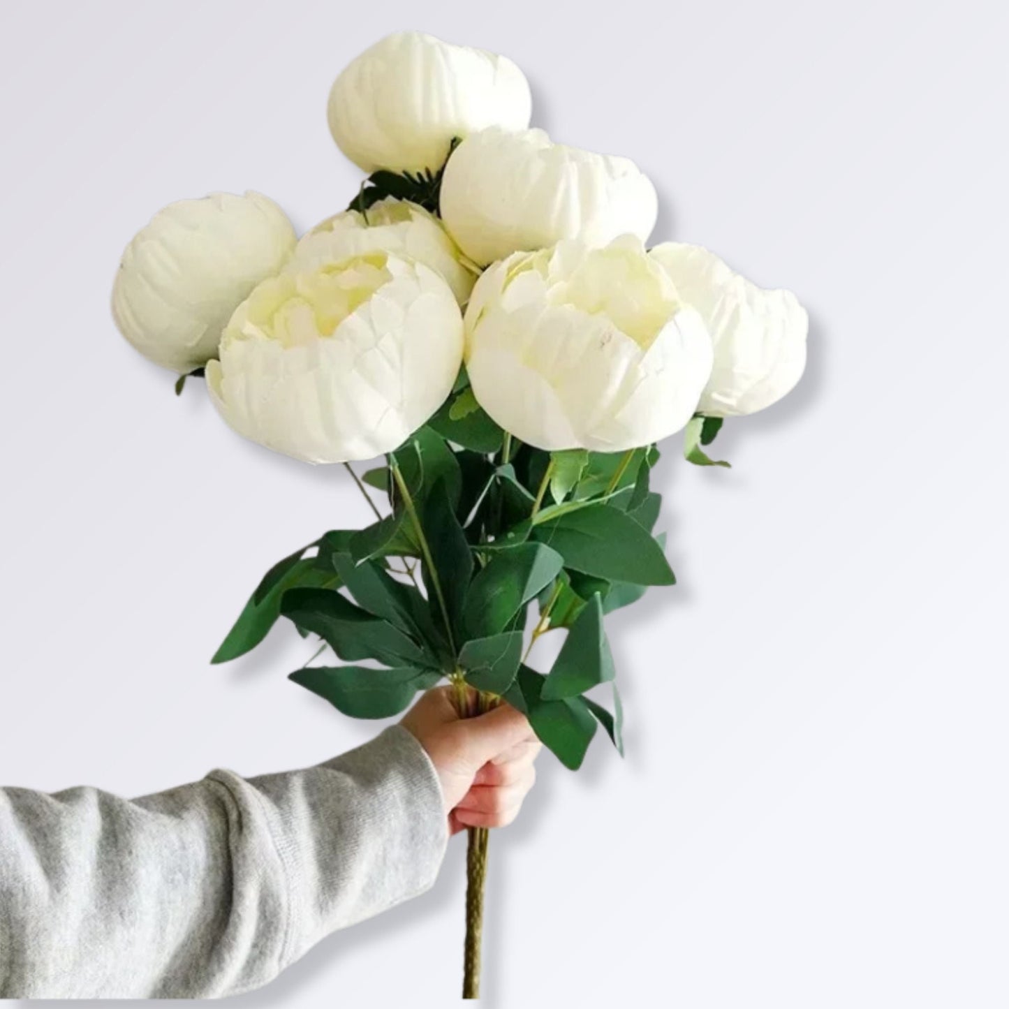 Bouquet de Grosses Fleurs de Pivoines Artificielles | Blanc