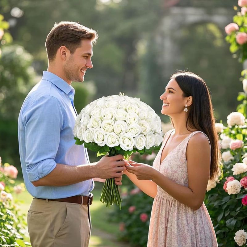 Bouquet de Roses Blanches Éternelles