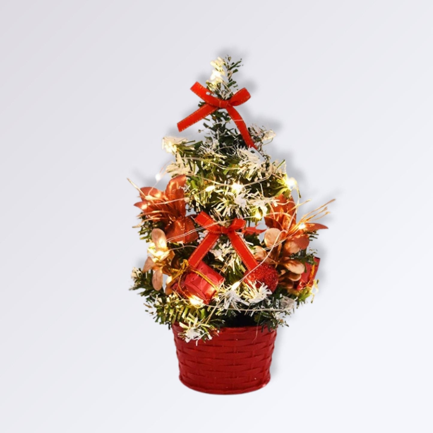 Mini Sapin De Noël Artificiel Lumineux Couleur Rouge