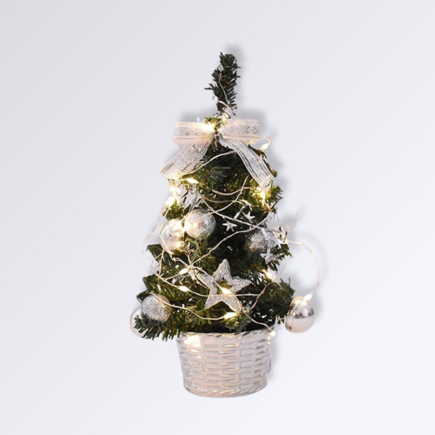 Mini Sapin De Noël Artificiel Lumineux Couleur Argent