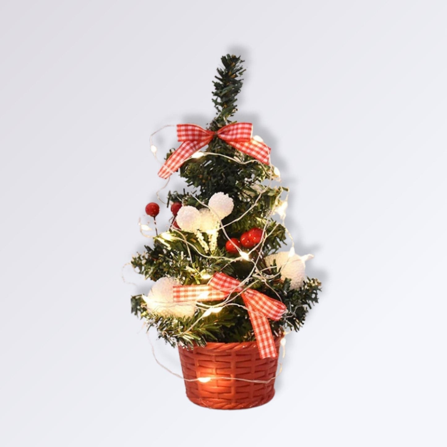 Mini Sapin De Noël Artificiel Lumineux Couleur Rouge et blanc