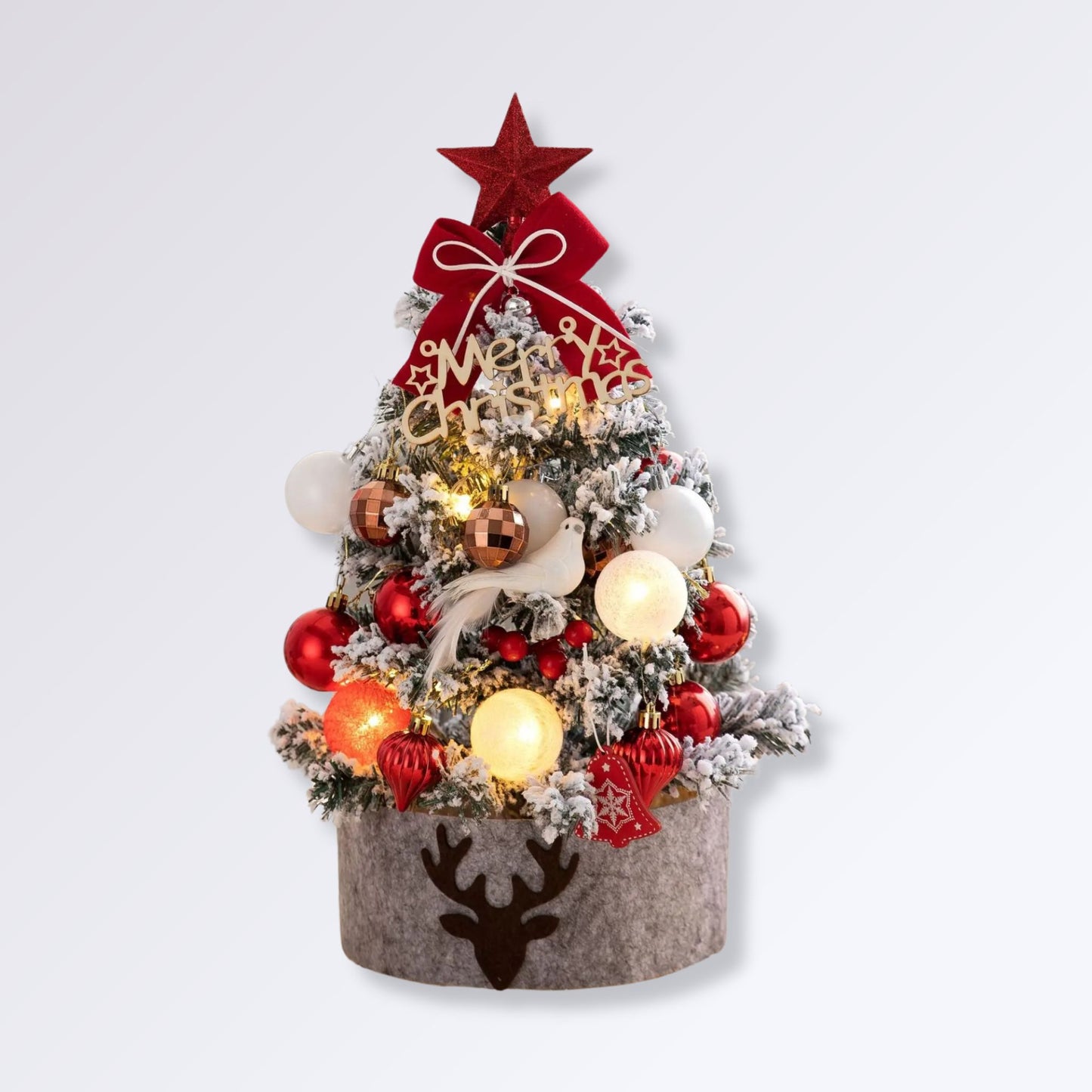 Petit Sapin de Noël Artificiel Lumineux Couleur Rouge