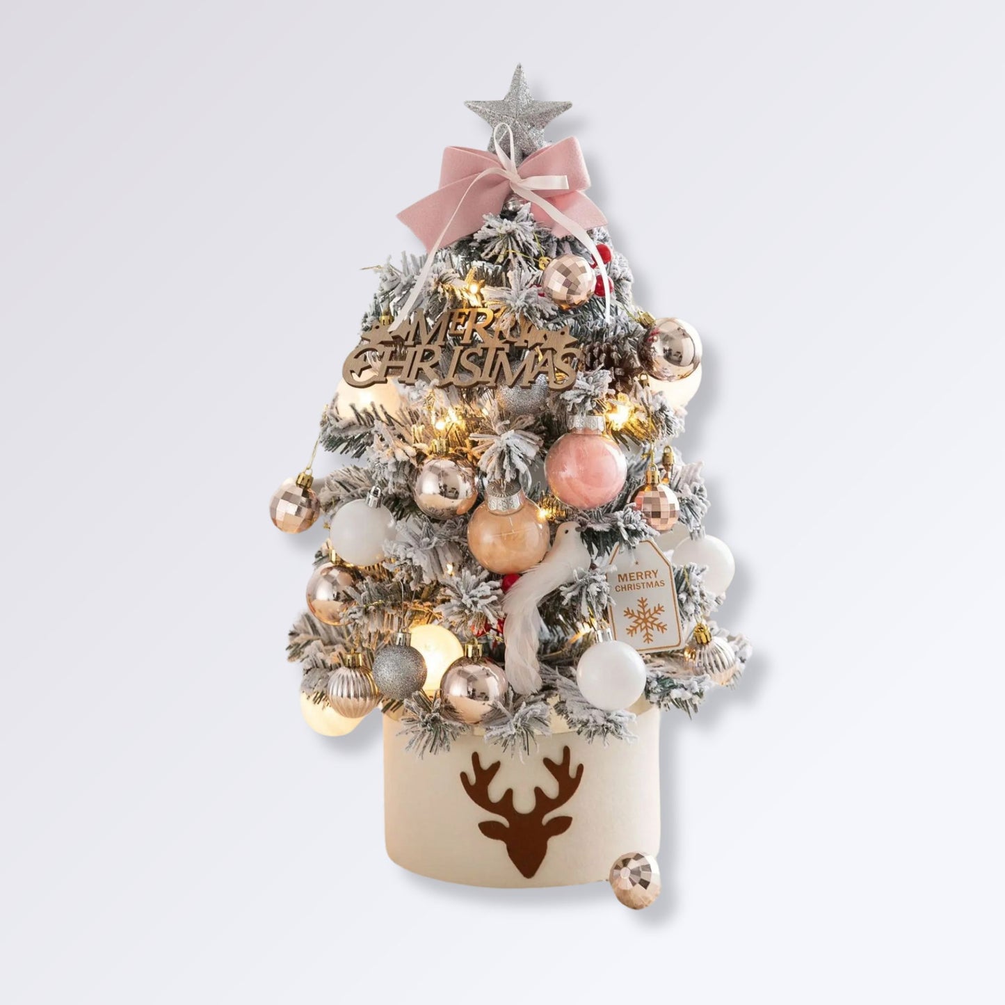 Petit Sapin de Noël Artificiel Lumineux Couleur Rose