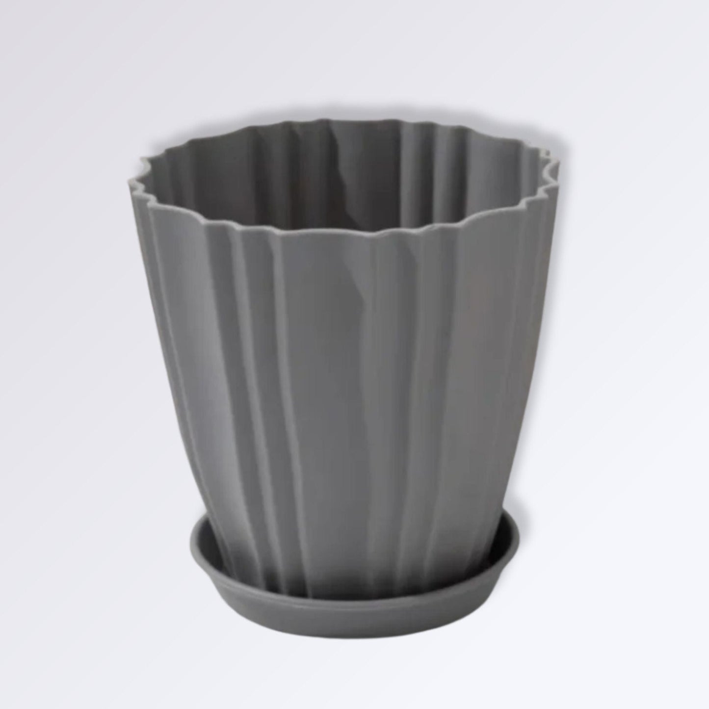 Pot De Fleur à Motifs Ondules Couleur Gris / 13x8cm