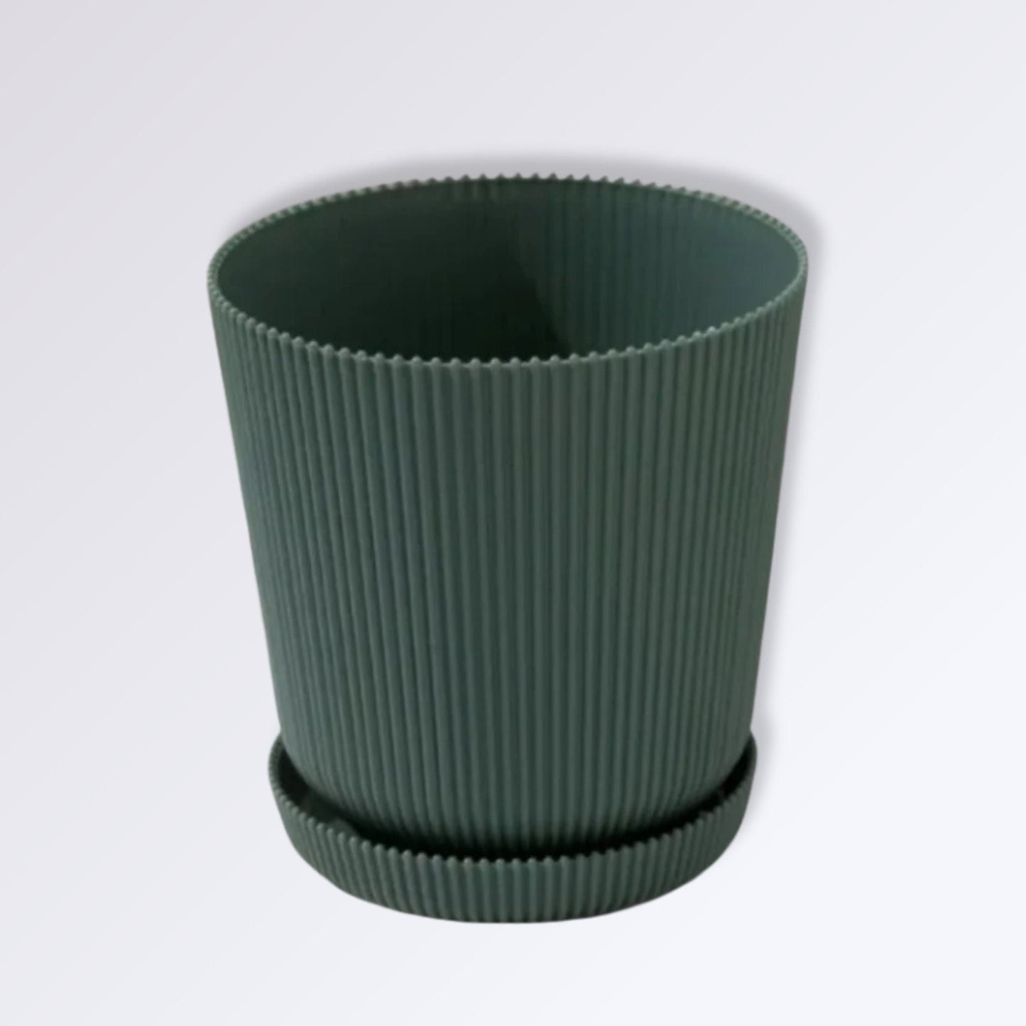 Pot De Fleur à Motifs Striés Couleur Vert Foncé / 13x8cm