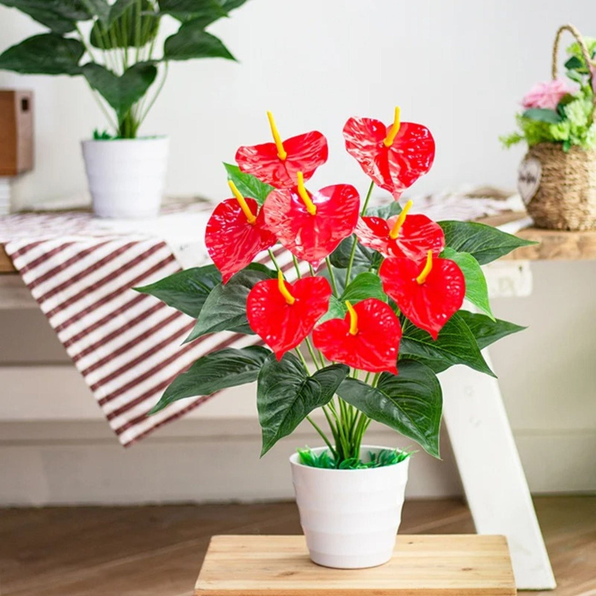 Anthurium Artificiel à Fleurs Rouges