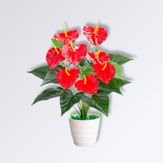 Anthurium Artificiel à Fleurs Rouges 8 têtes