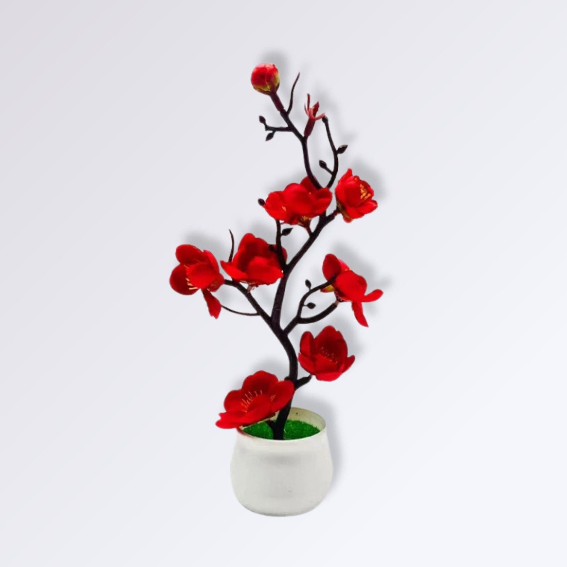 Bonsaï Pêcher Fleuri Artificiel Rouge
