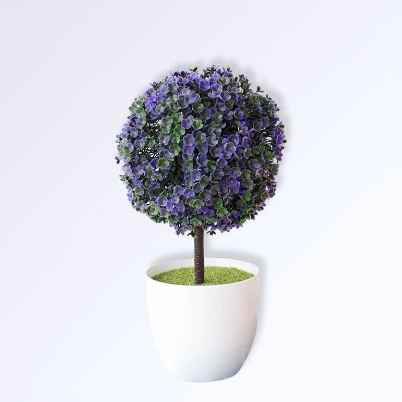 Boule de Buis sur Tige Artificielle avec Pot Couleur Violet