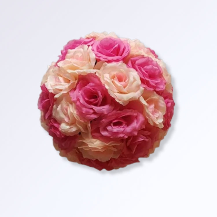 Boule de Roses Artificielles 30cm Pêche - rose fuchsia