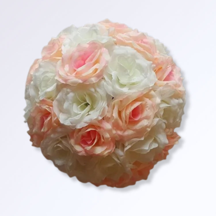 Boule de Roses Artificielles 30cm Pêche - blanc crème