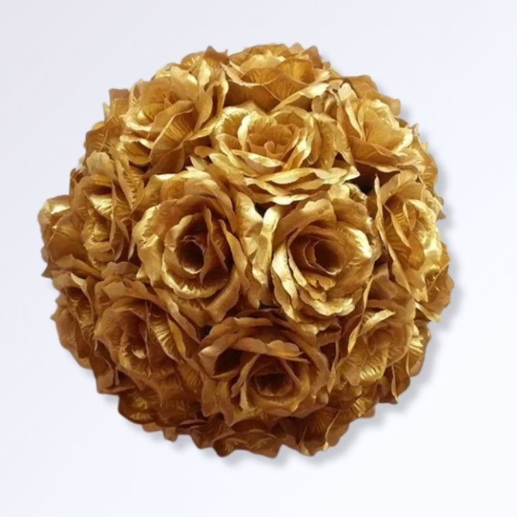 Boule de Roses Artificielles 30cm Or
