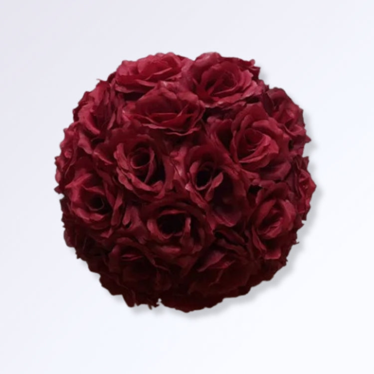 Boule de Roses Artificielles 30cm Bordeaux