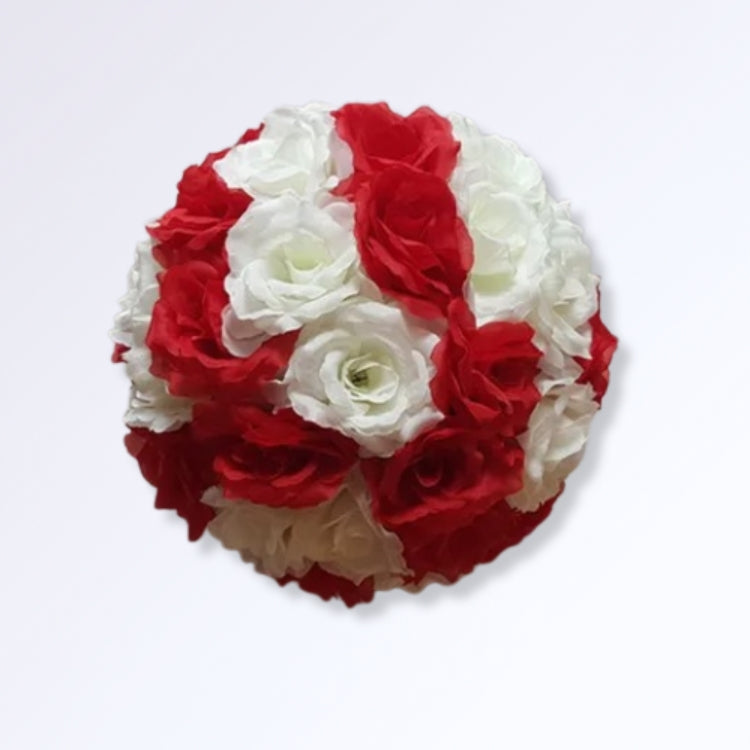 Boule de Roses Artificielles 30cm Rouge - blanc crème