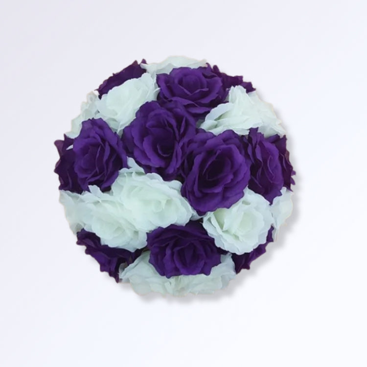 Boule de Roses Artificielles 30cm Violet - blanc crème
