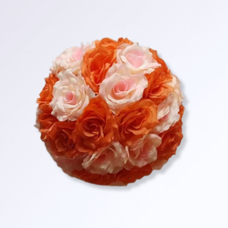 Boule de Roses Artificielles 30cm Pêche - orange