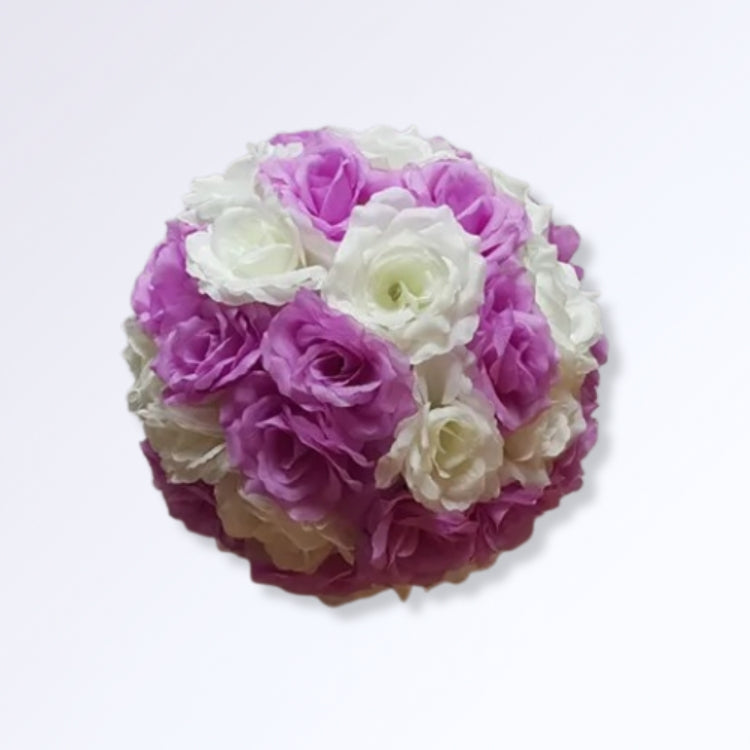 Boule de Roses Artificielles 30cm Mauve - blanc crème