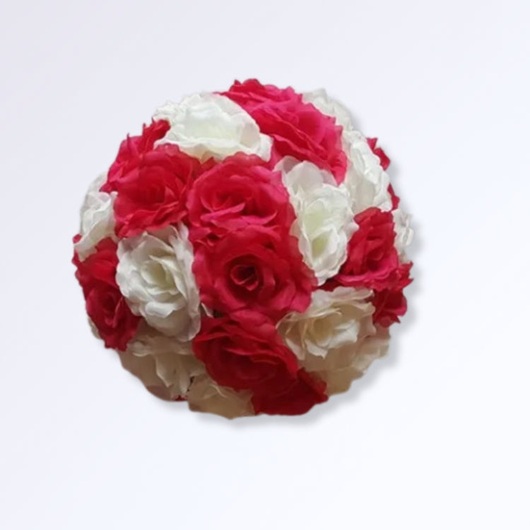 Boule de Roses Artificielles 30cm Rose foncé - blanc crème