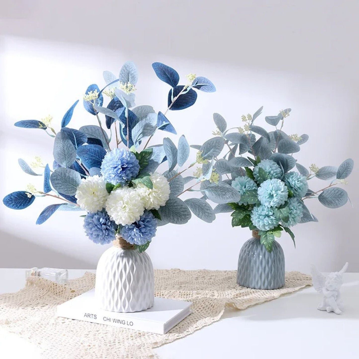 Bouquet Artificiel d’Hortensias et Feuilles d’Eucalyptus