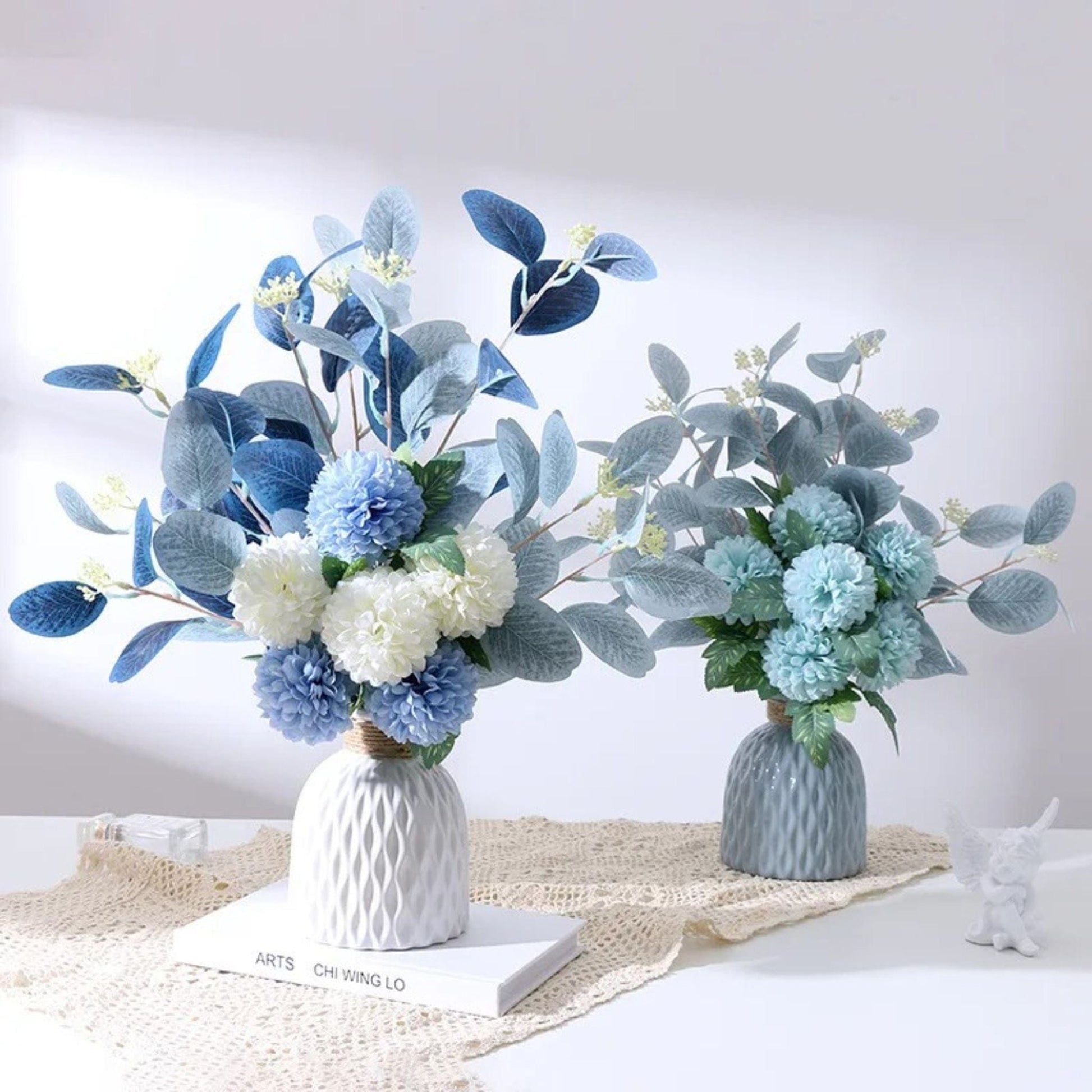 Bouquet Artificiel d’Hortensias et Feuilles d’Eucalyptus