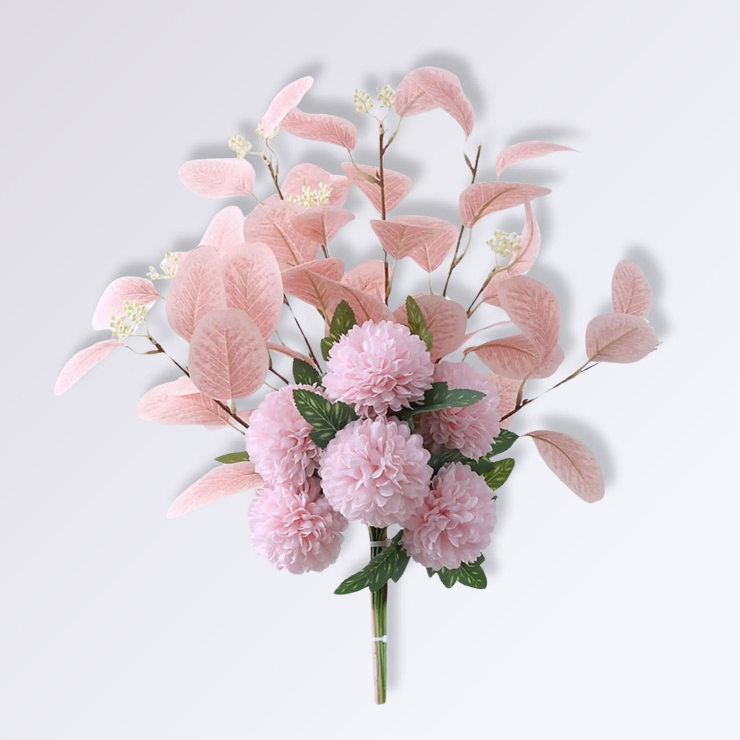 Bouquet Artificiel d’Hortensias et Feuilles d’Eucalyptus Rose