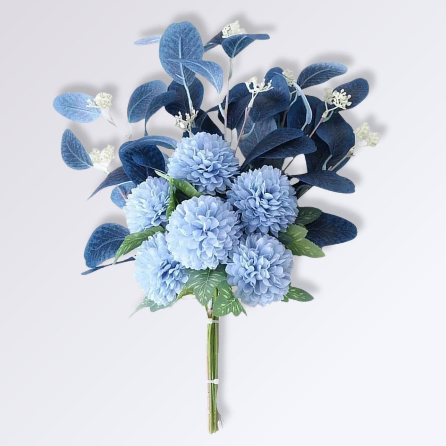 Bouquet Artificiel d’Hortensias et Feuilles d’Eucalyptus Bleu