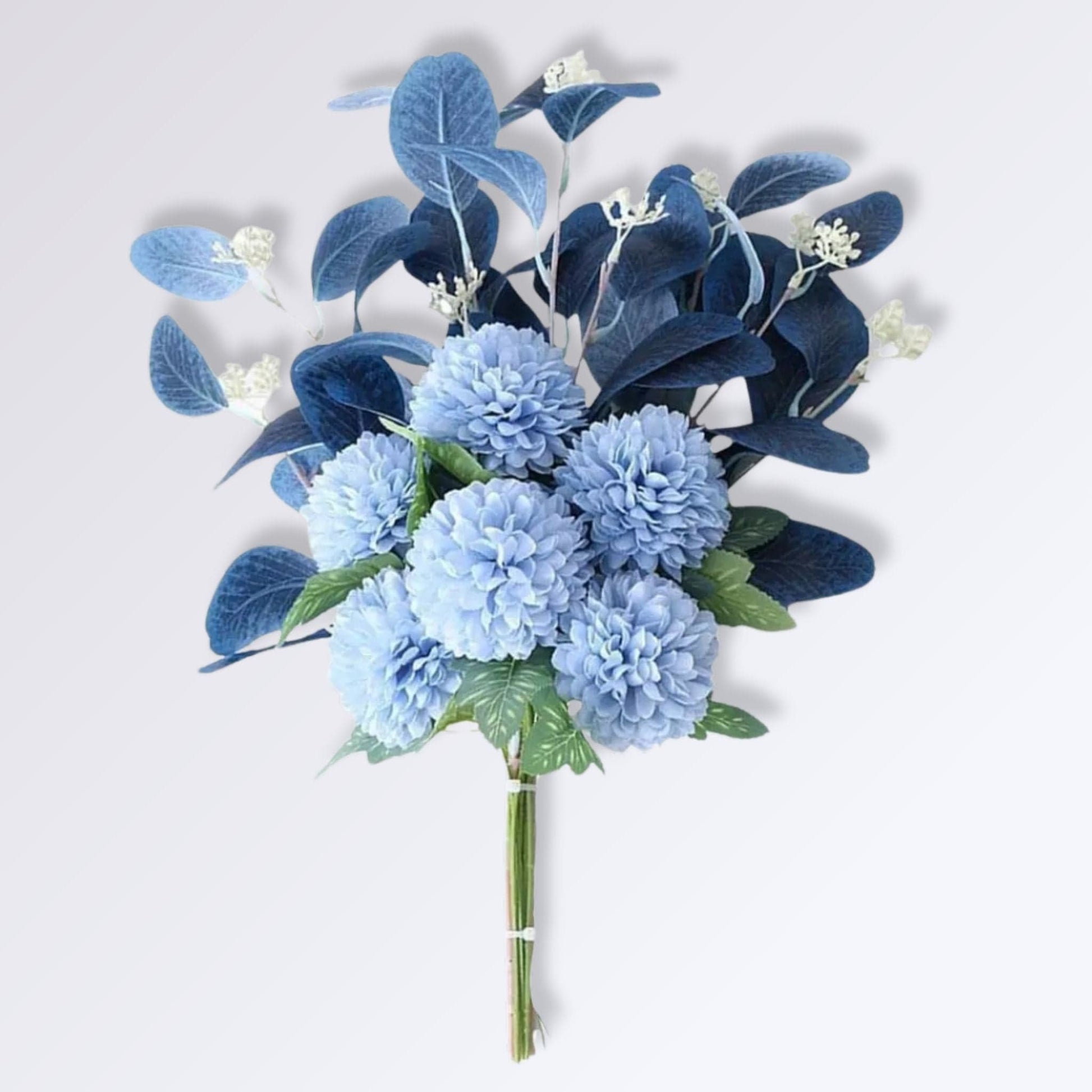 Bouquet Artificiel d’Hortensias et Feuilles d’Eucalyptus Bleu