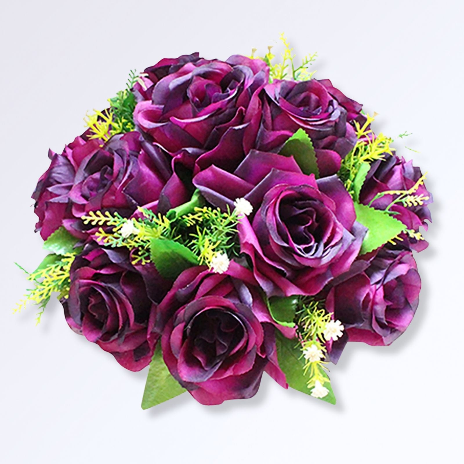 Bouquet Boule de Rose Artificielle 25cm Violet