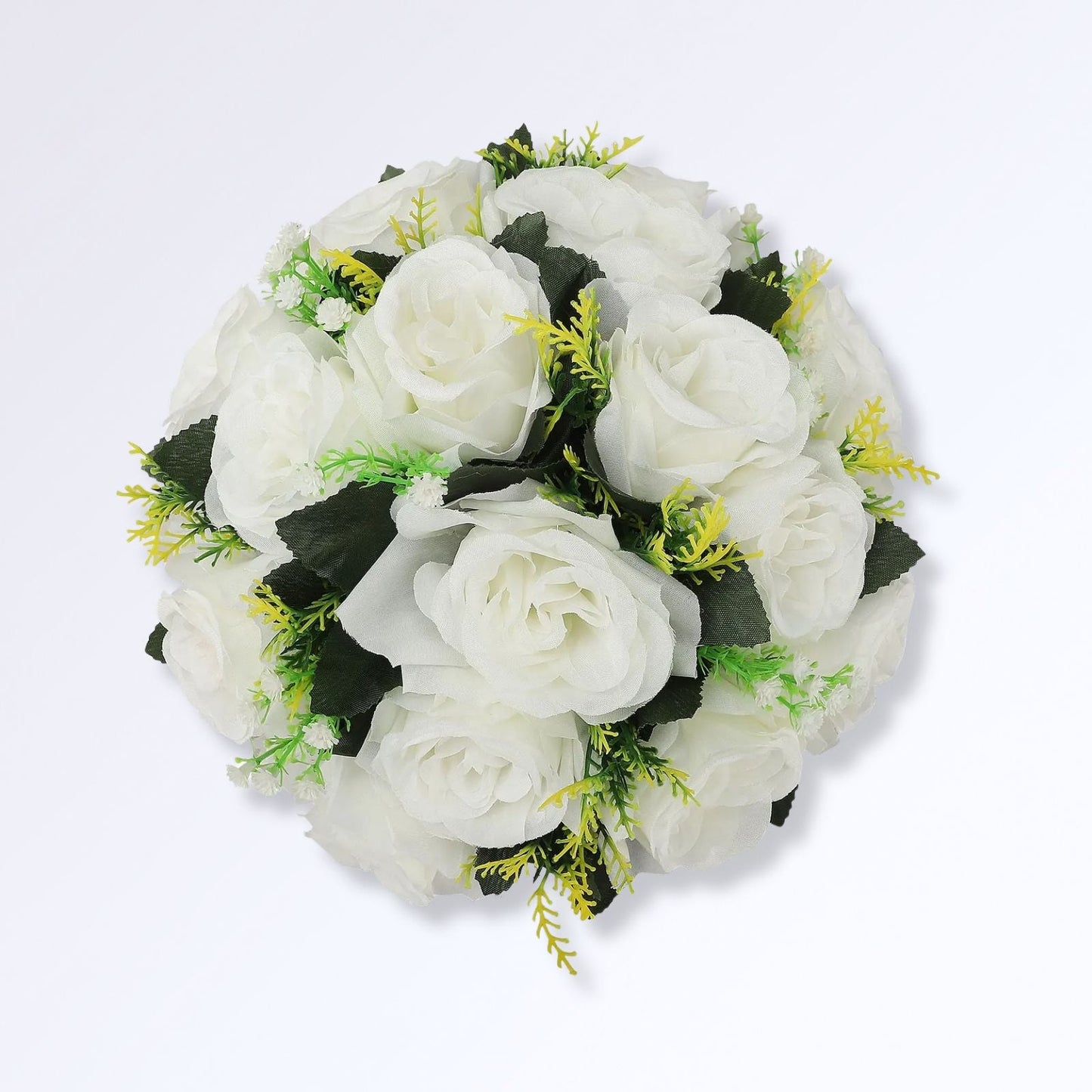 Bouquet Boule de Rose Artificielle 25cm Blanc