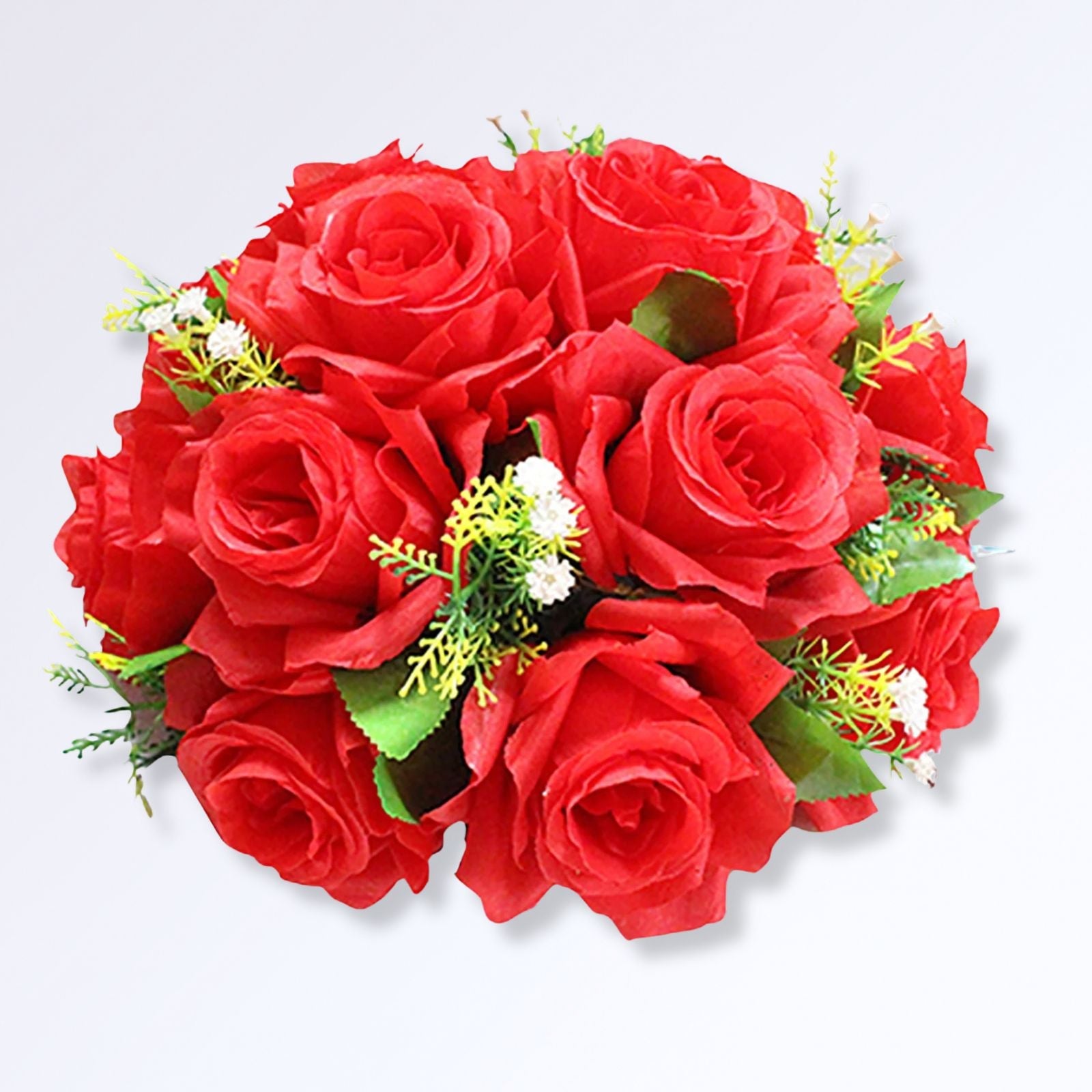 Bouquet Boule de Rose Artificielle 25cm Rose foncé