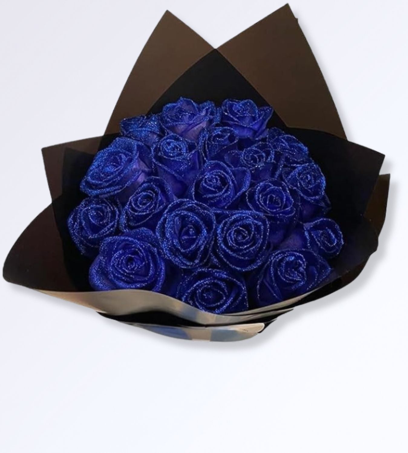 Bouquet Lumineux de Roses Éternelles Pailletées Bleu