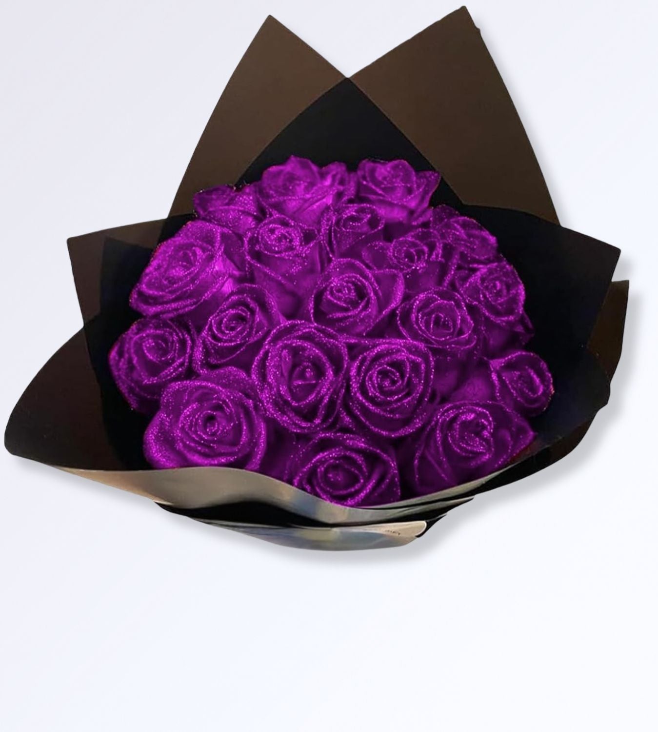 Bouquet Lumineux de Roses Éternelles Pailletées Violet