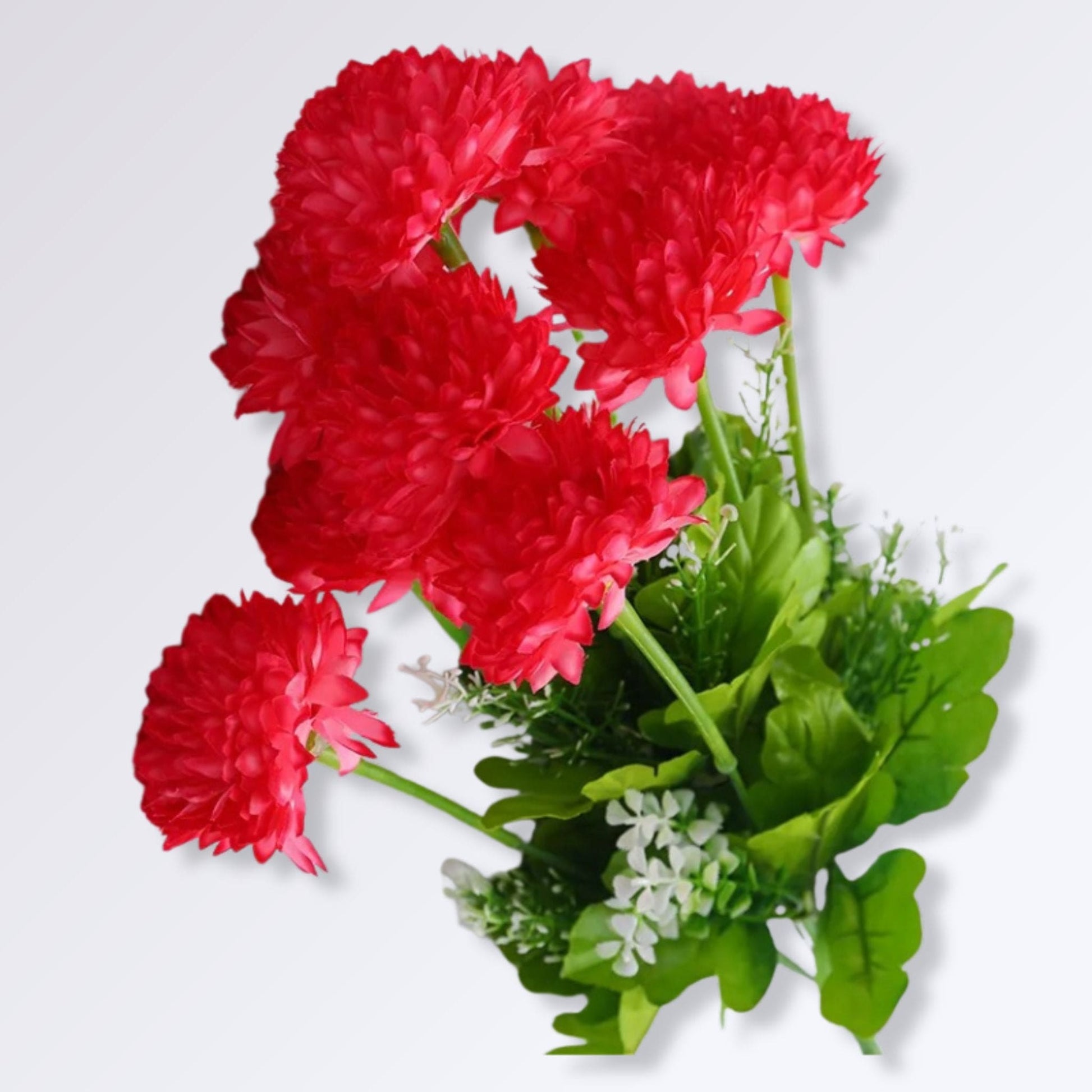 Bouquet d'Hortensias Artificiels Sur Tige Couleur Rouge