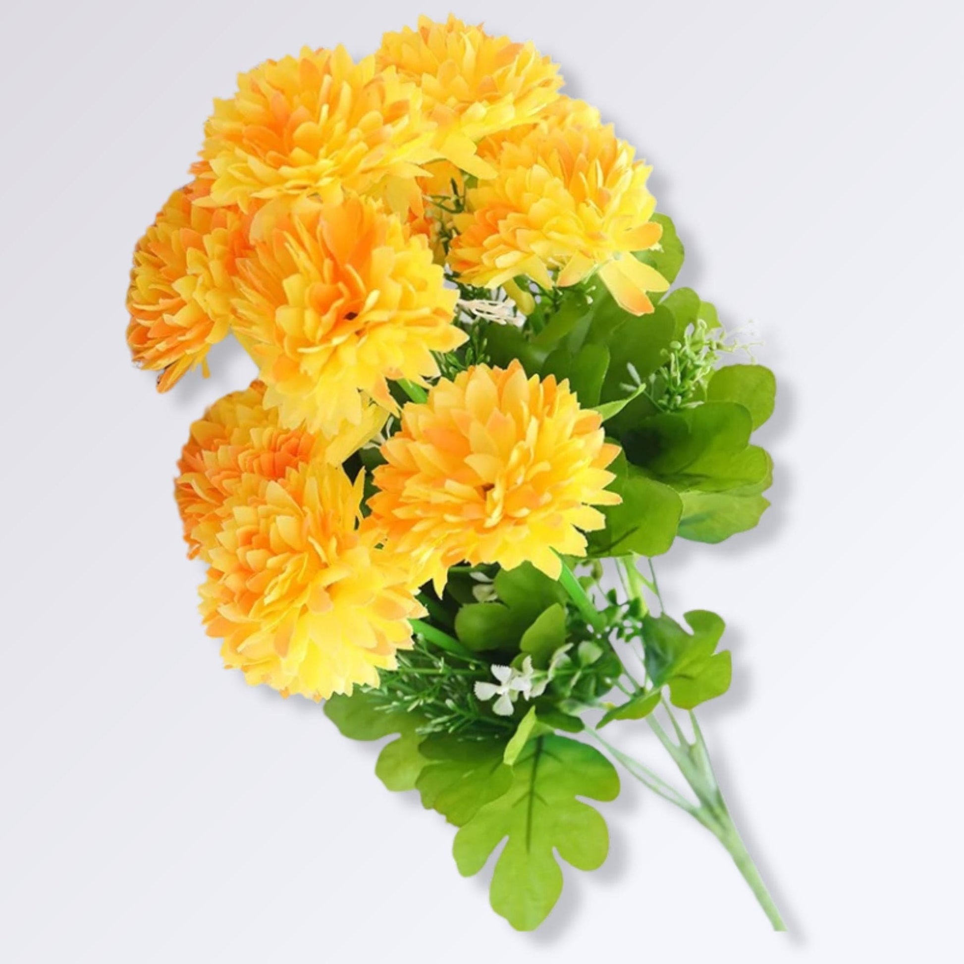 Bouquet d'Hortensias Artificiels Sur Tige Couleur Jaune