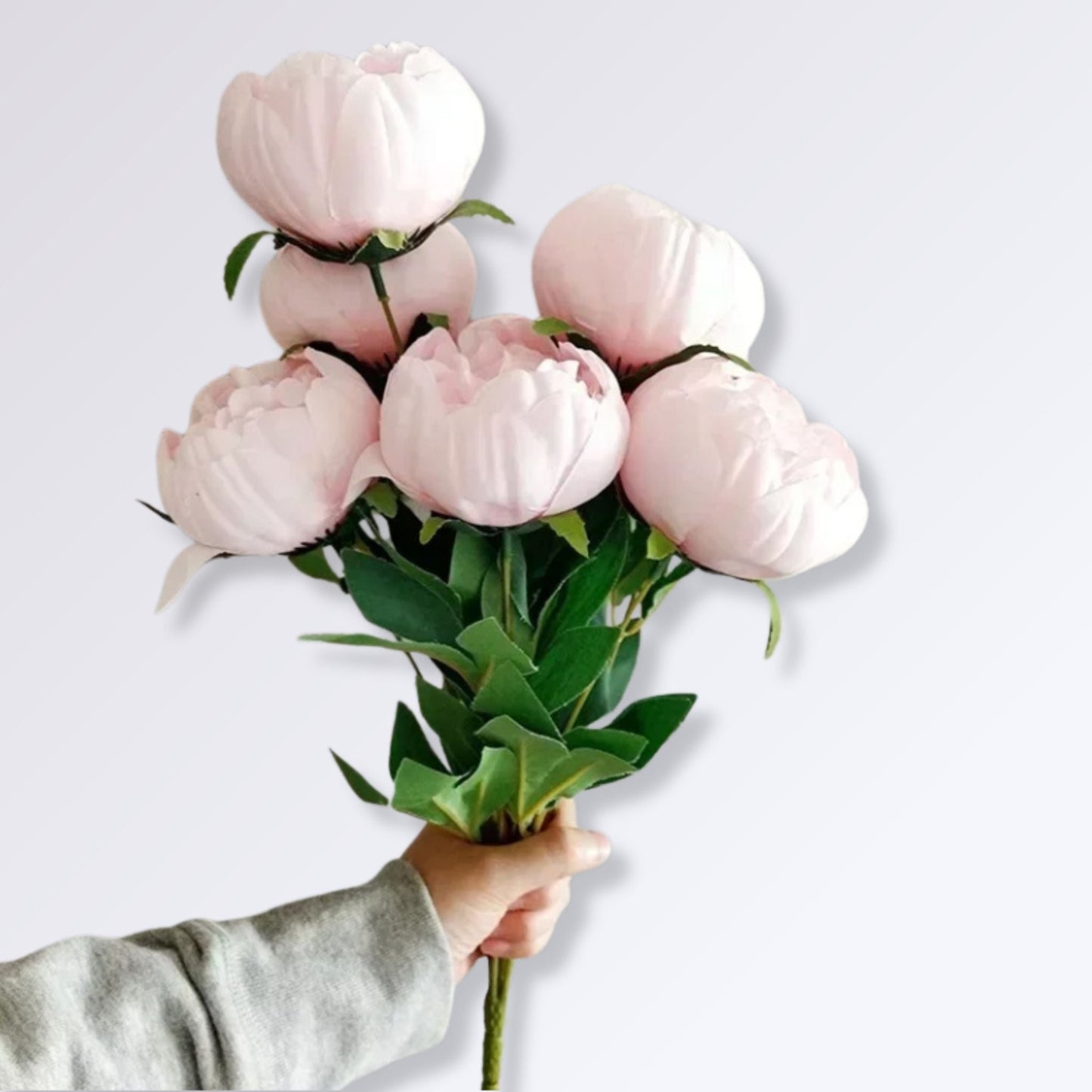 Bouquet de Grosses Fleurs de Pivoines Artificielles | Rose Clair