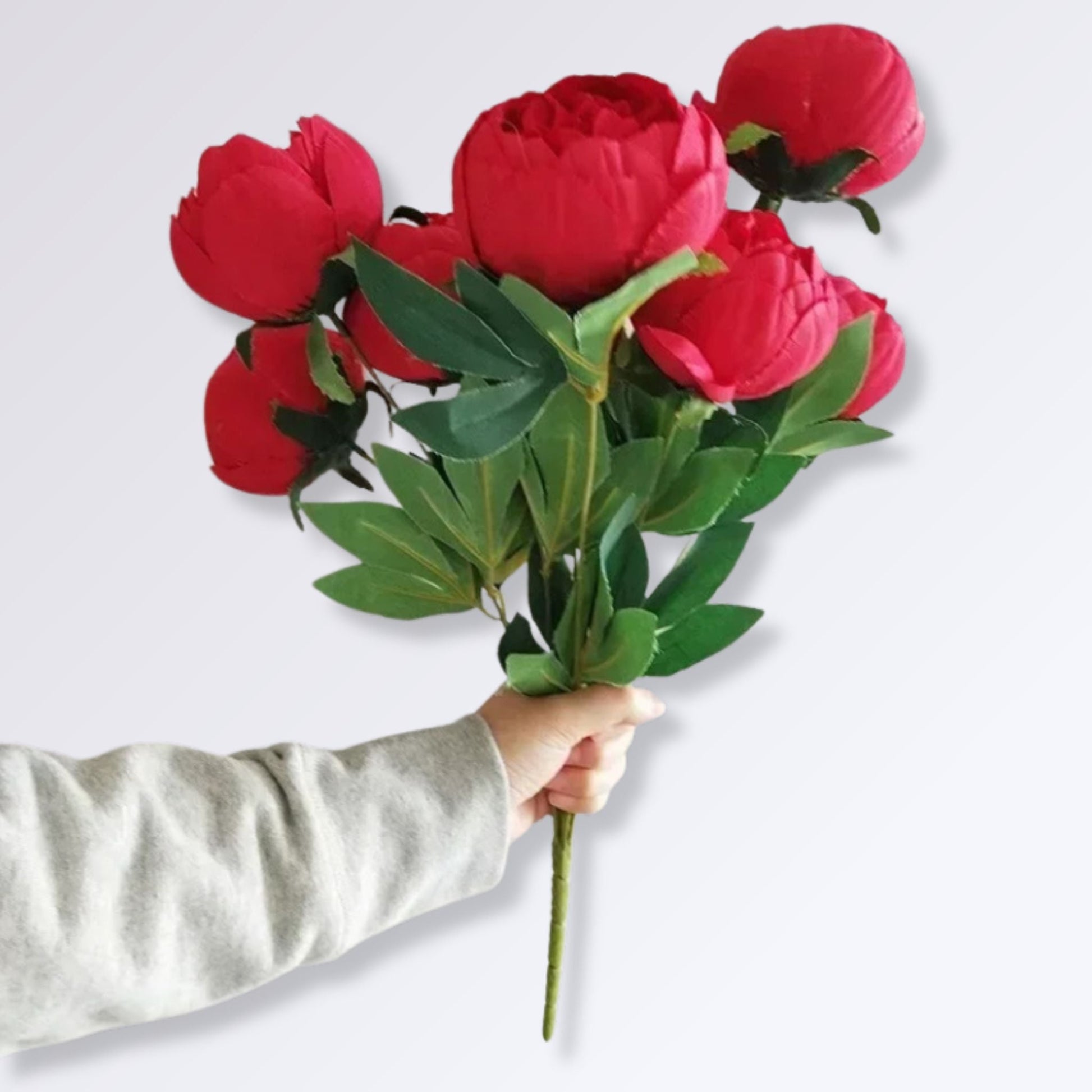 Bouquet de Grosses Fleurs de Pivoines Artificielles | Rouge