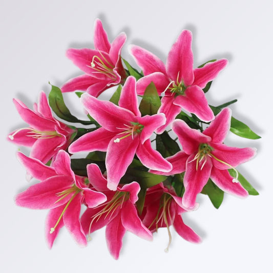 Bouquet de Lys Artificiel Couleur Rose fuchsia