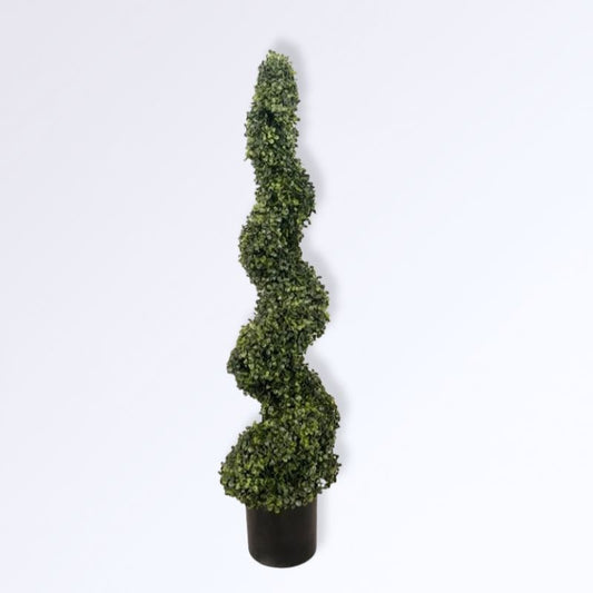 Buis Topiaire en Spirale Artificiel 120cm Vert foncé