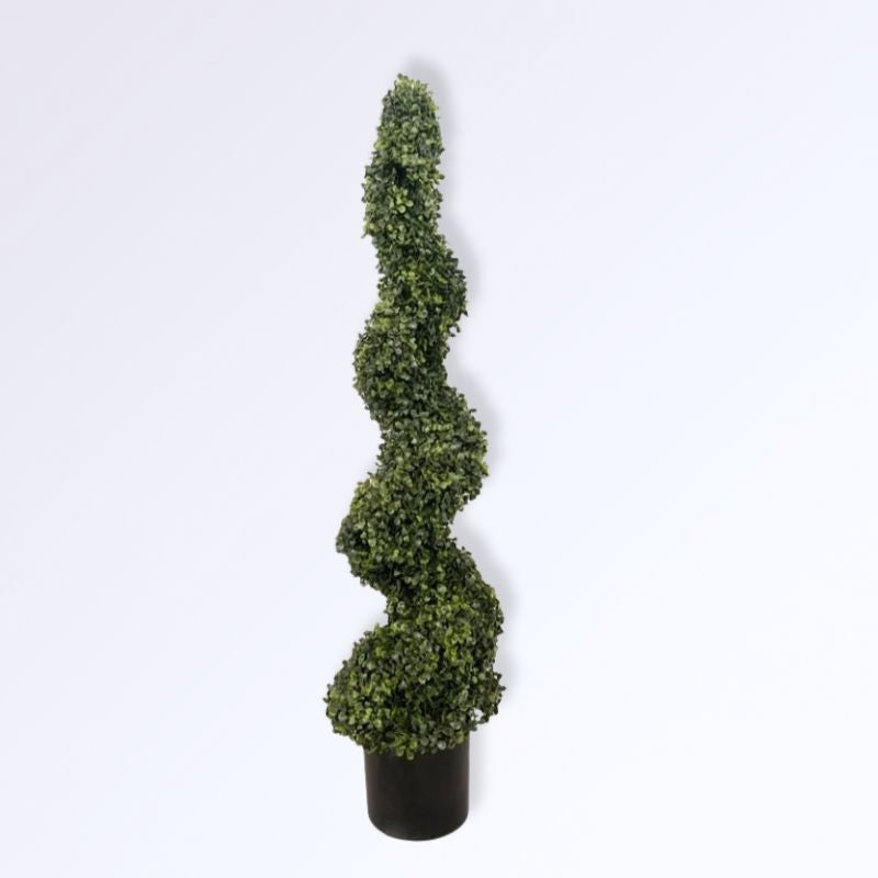 Buis Topiaire en Spirale Artificiel 120cm Vert foncé