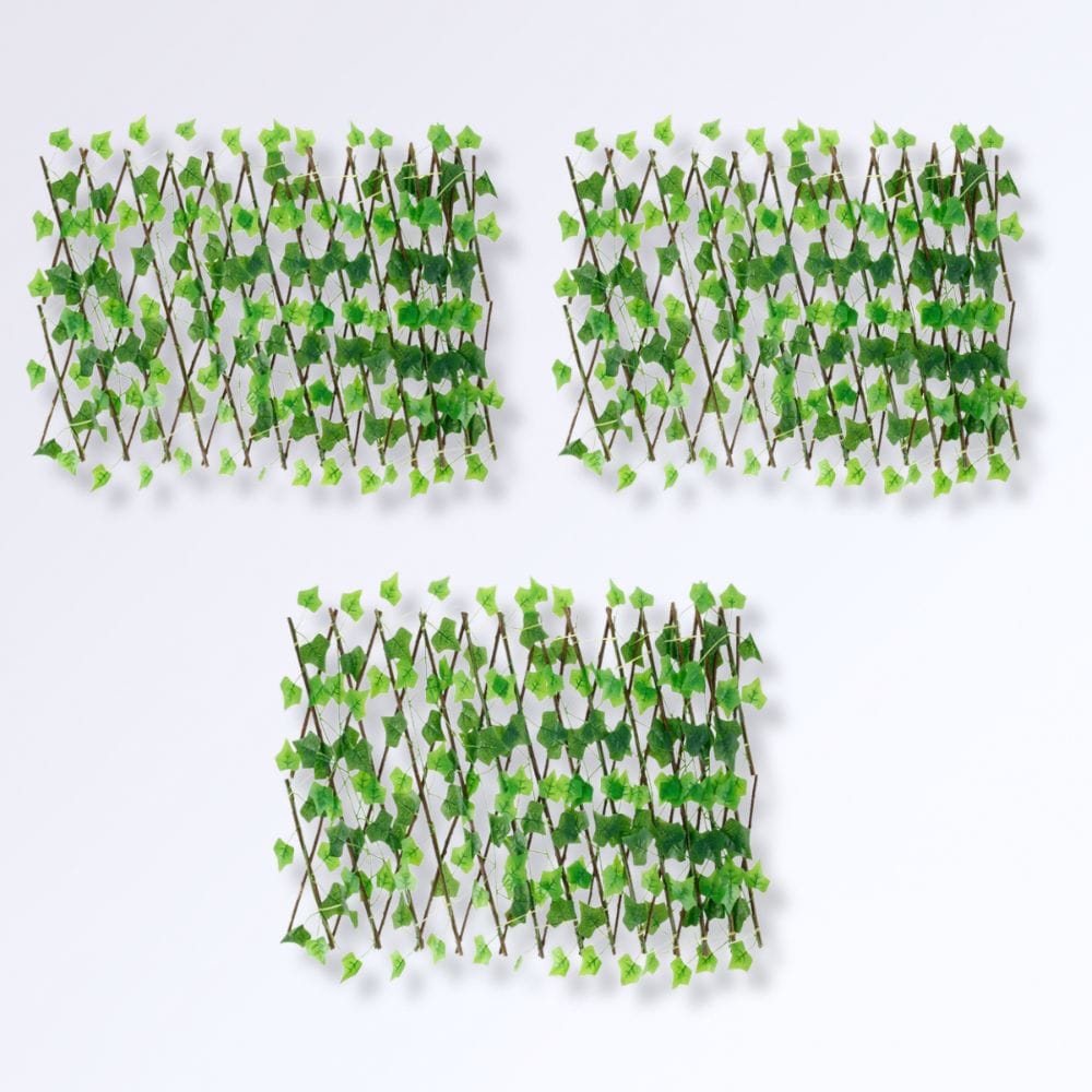 Clôture Extensible avec Lierre Artificiel Lot de 3