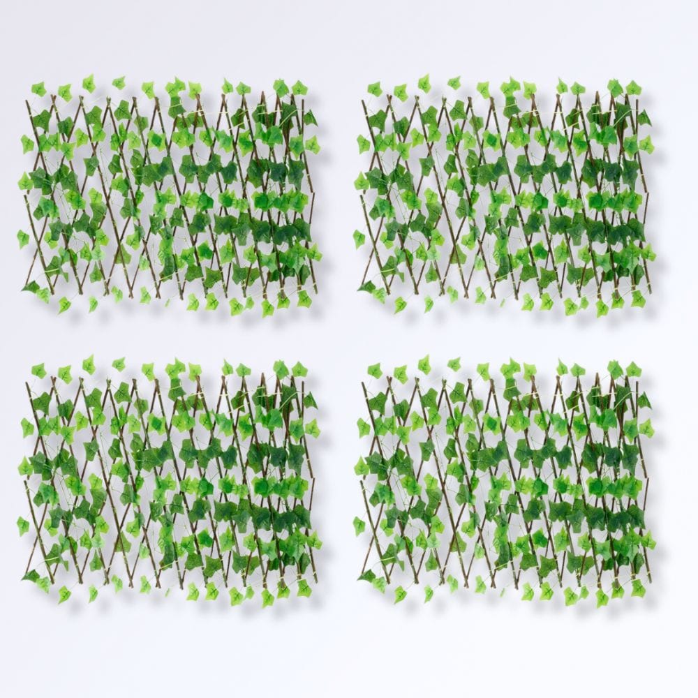 Clôture Extensible avec Lierre Artificiel Lot de 4
