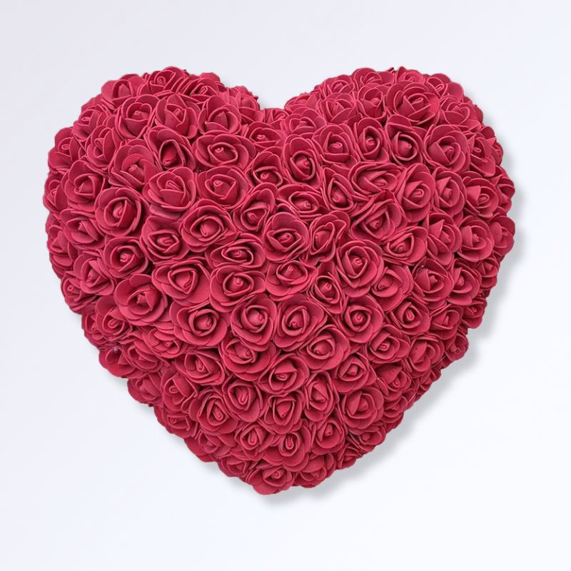 Coeur en Rose Éternelle Rouge foncé