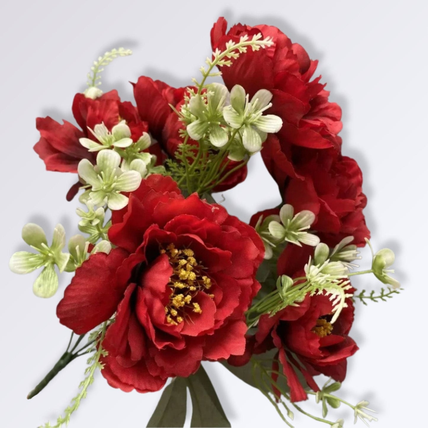 Composition de Fleurs Artificielles pour Cimetière Couleur Rouge