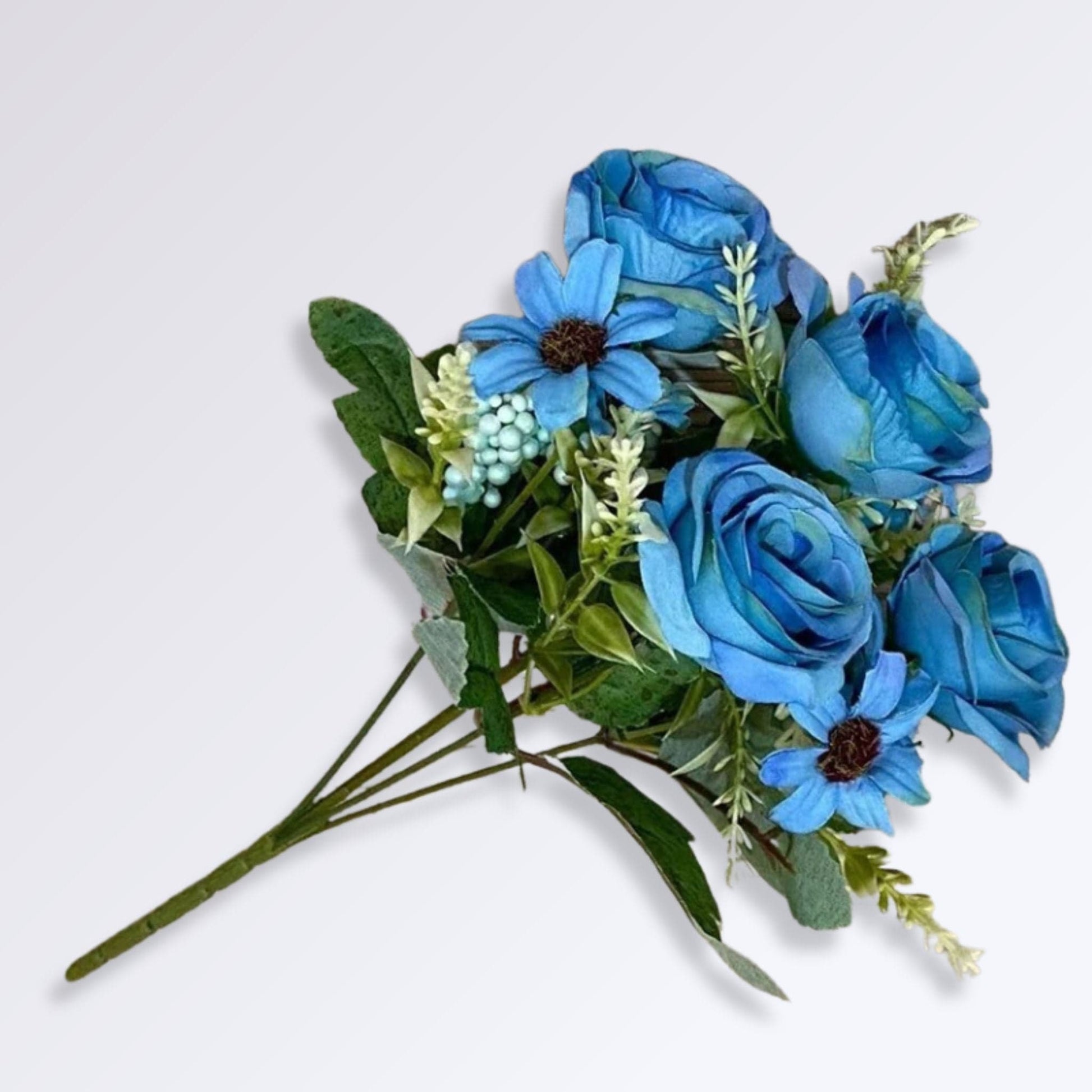 Composition de Fleurs Artificielles pour Cimetière Couleur Bleu
